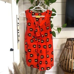 Anthropologie Vintage Telephone Sleeveless Blouse